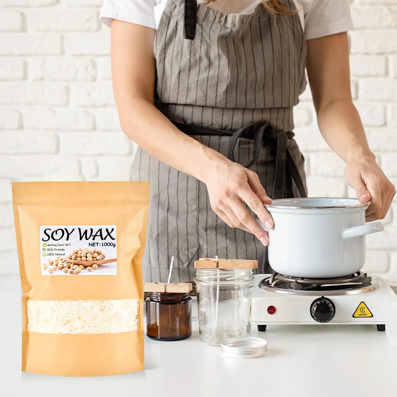 Natural Soy Wax Flakes for Candle Making — 100g to 1000g, 100% Additive-Free