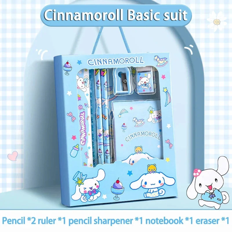 12-Piece Kawaii Character Stationery Set - Kuromi, Cinnamoroll, My Melody, Pochacco, Pompompurin, Hello Kitty Pencils, Erasers and Rulers Student School Supplies Gift