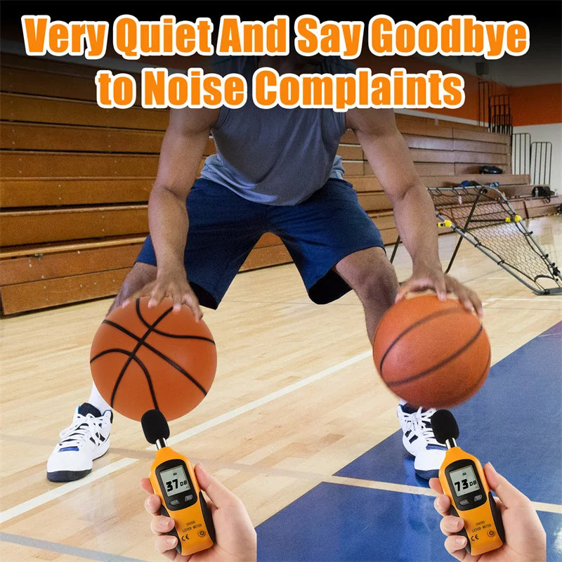 Silent Indoor Basketball Size 7 (24 cm / 9.45 in) Mute PU Foam Ball with Groove Lines High-Elastic