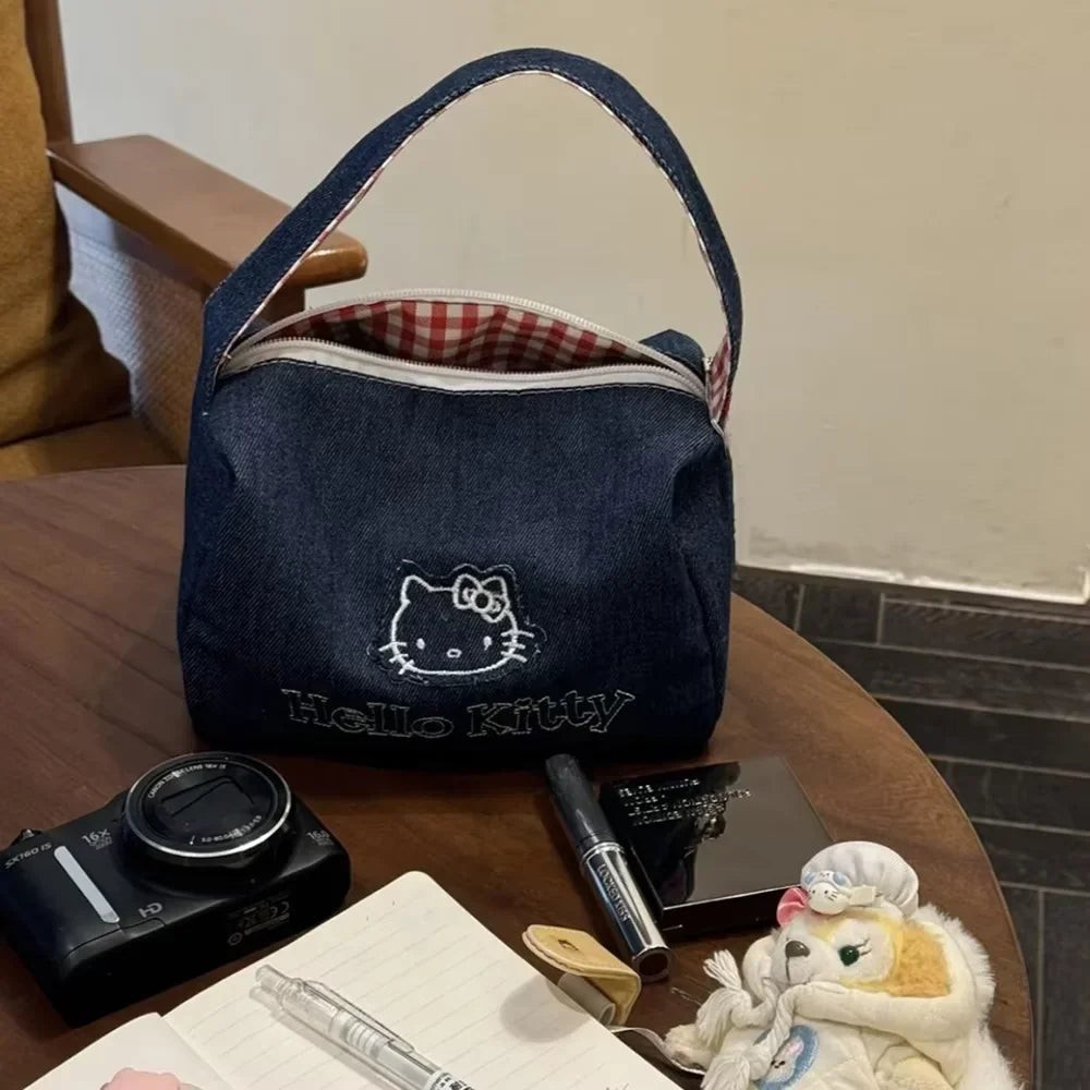 Kawaii Embroidered Makeup & Cosmetic Bag Large Capacity Travel Organizer Clutch Tote Satchel