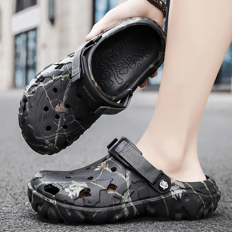 Men's Lightweight EVA Clog Sandals Non-Slip Slip-On Slides with Adjustable Buckle for Home & Garden