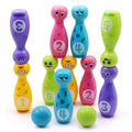 Kids Cartoon Bowling Set, 10 Pins & 2 Balls with Expressive Faces, Gift Box for Indoor & Outdoor Party Games