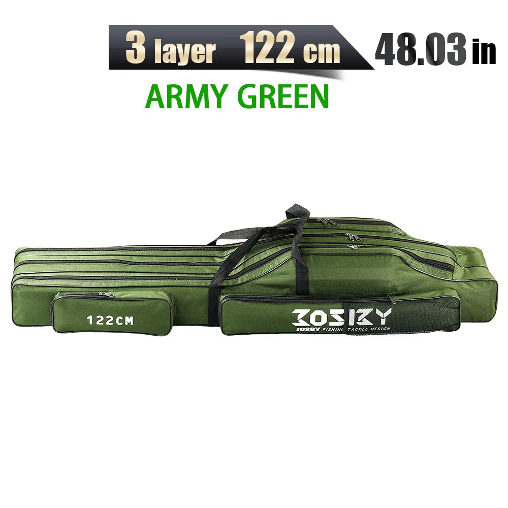 Portable Foldable Fishing Rod Bag Case - Waterproof Oxford Rod Carrier with Reel Storage, 122 / 152 / 182 cm (48 / 60 / 72 in)