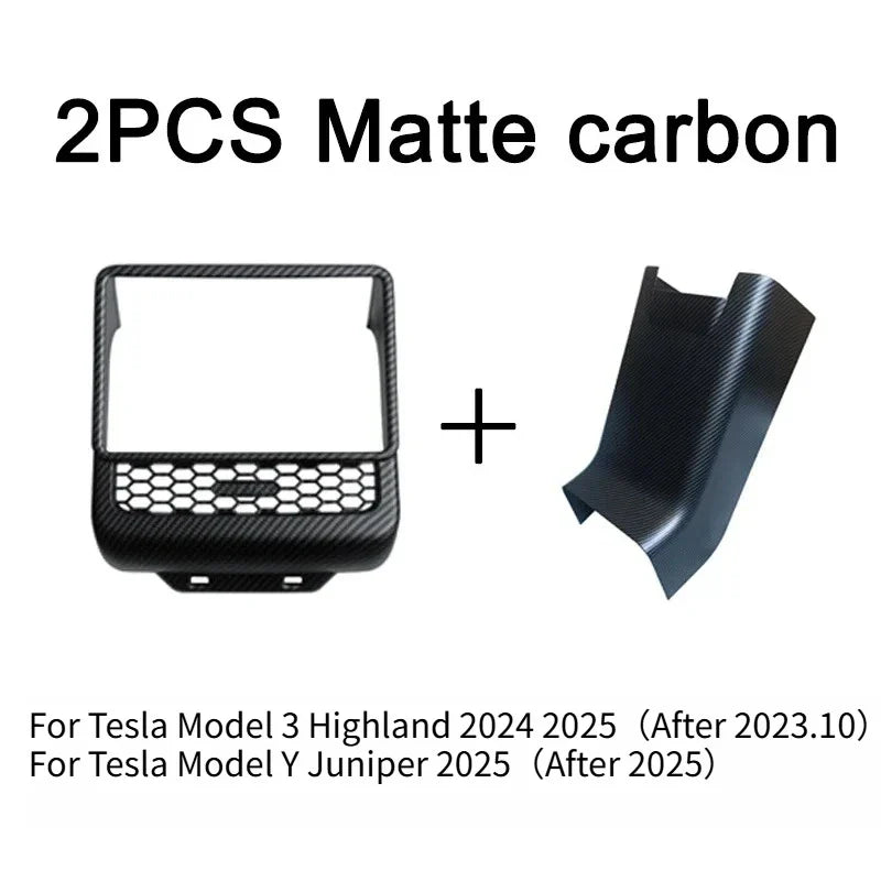 Rear Screen Cover Protector Frame Back Air Vent Trim White ABS Car Interior Accessory for Model Y Juniper