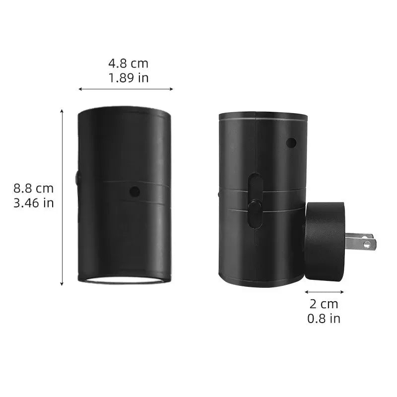 Cylindrical LED Plug-In Night Light with Sensor, Dimmable Adjustable Brightness — Warm White & RGB Wall Lamp for Bedroom Hallway
