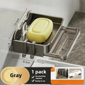 Wall-Mounted Free-Punch Soap & Sponge Holder, Double-Drain Plastic Soap Dish (11.3×8.3×4.1 cm | 4.45×3.27×1.61 in)