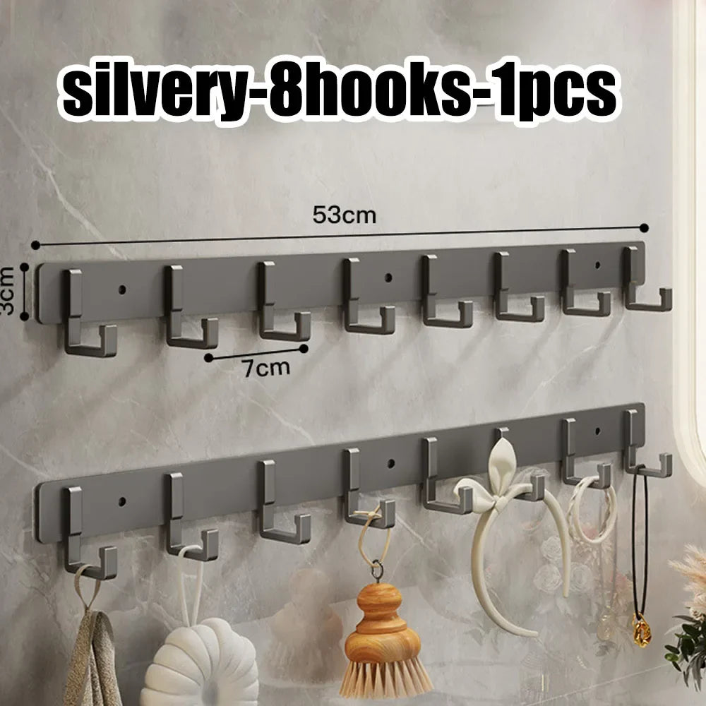 Heavy-Duty Adhesive Wall-Mounted Towel and Clothes Hook - No-Drill Stainless Steel Multi-Hook for Bathroom and Kitchen