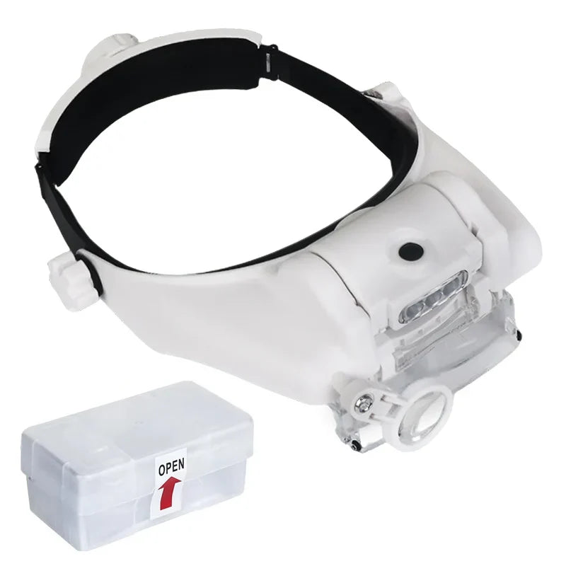 LED Headband Magnifier 1.5x/2x/2.5x/3x/3.5x/8x Hands-Free Magnifying Glasses for Jewelry, Watch & Electronic Repair