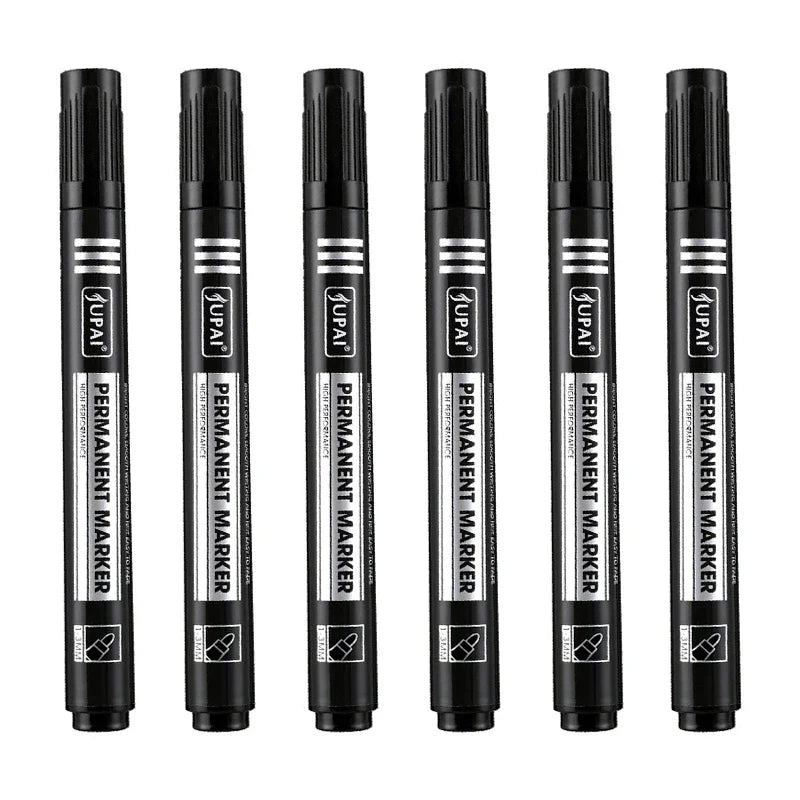 Permanent Fine Tip Marker Pens 1.5mm Waterproof Ink - 3/6 Pack Black Blue Red