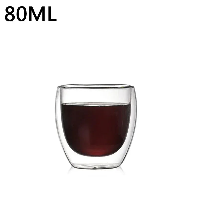 Double-Wall Borosilicate Glass Cups (80-450 ml) Heat-Resistant Insulated Tea, Coffee & Beer Glasses, Single to 6-Pack