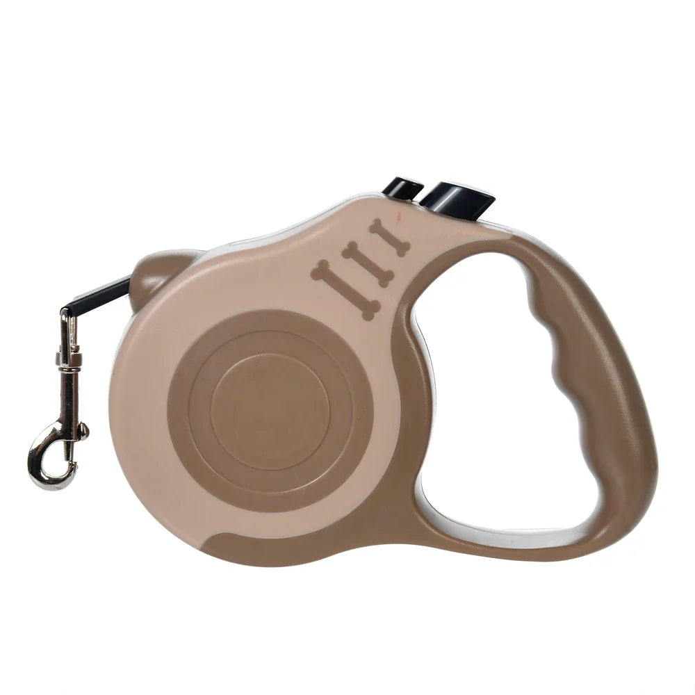 Retractable Dog Leash 3m/5m (9.8ft/16.4ft) Nylon Rope with Quick-Release ABS Case and Paw Print Keychain