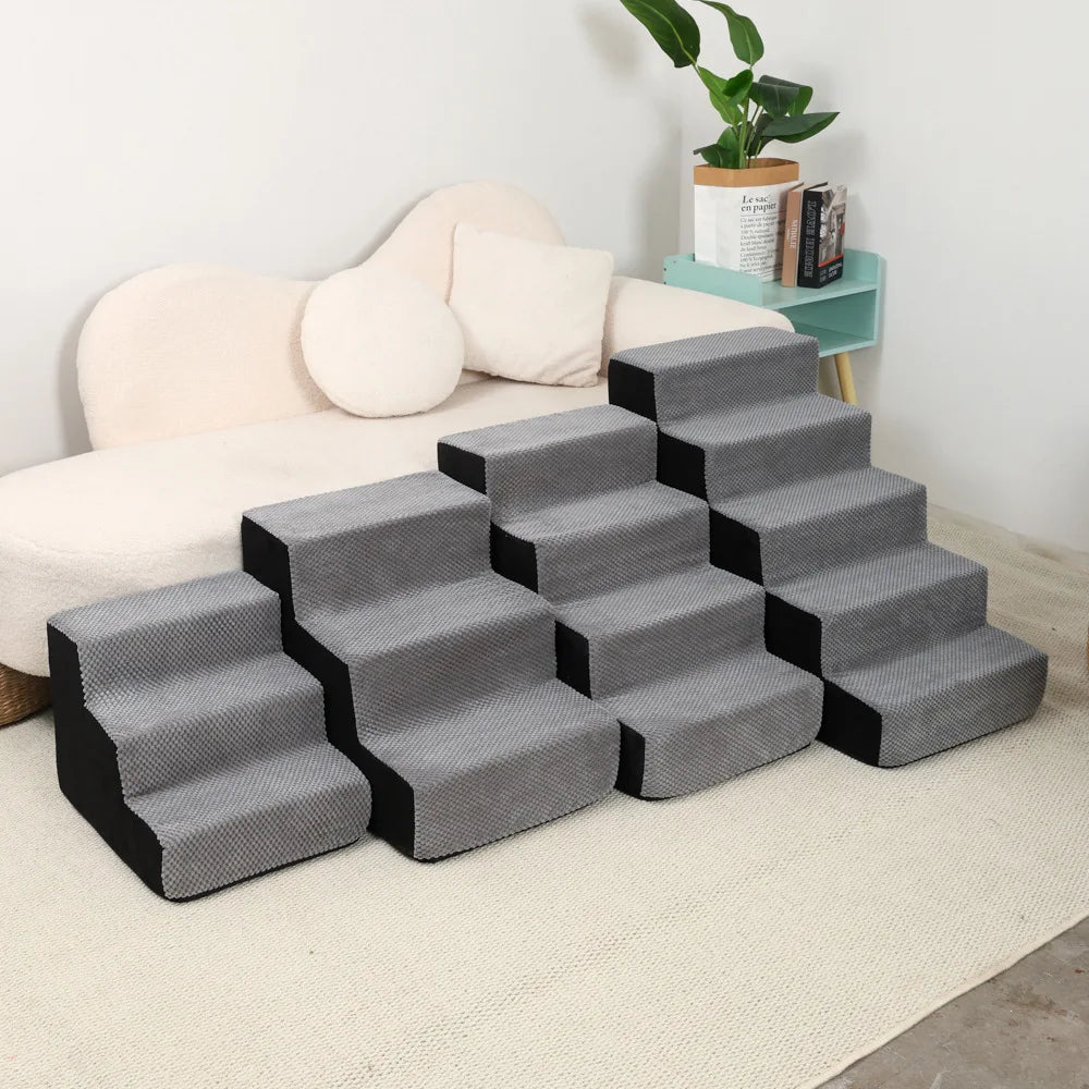 4-5-Step Memory Foam Dog & Cat Stairs with Removable Washable Cover – Pet Ramp Ladder