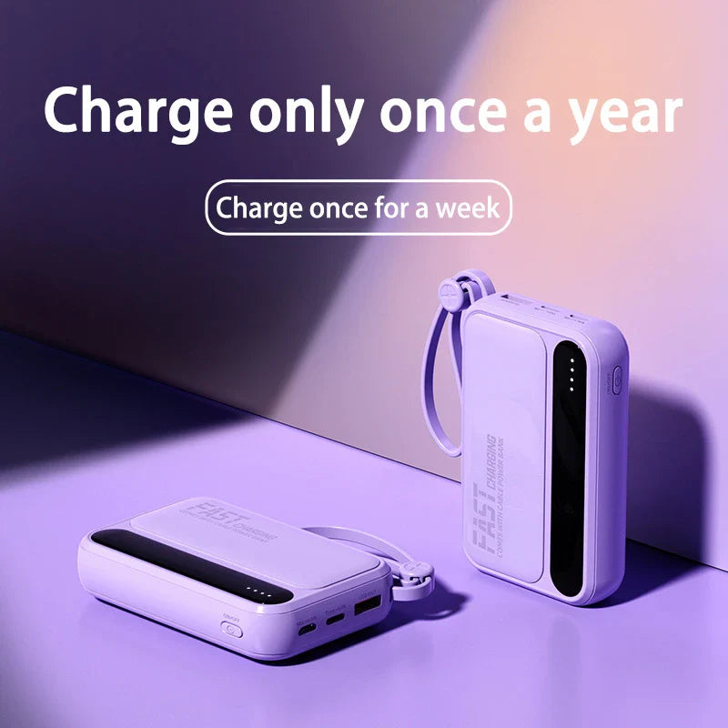 4-in-1 50000mAh Portable Power Bank with Built-in Cables & LED Digital Display — Universal Charger for Smartphones & Tablets