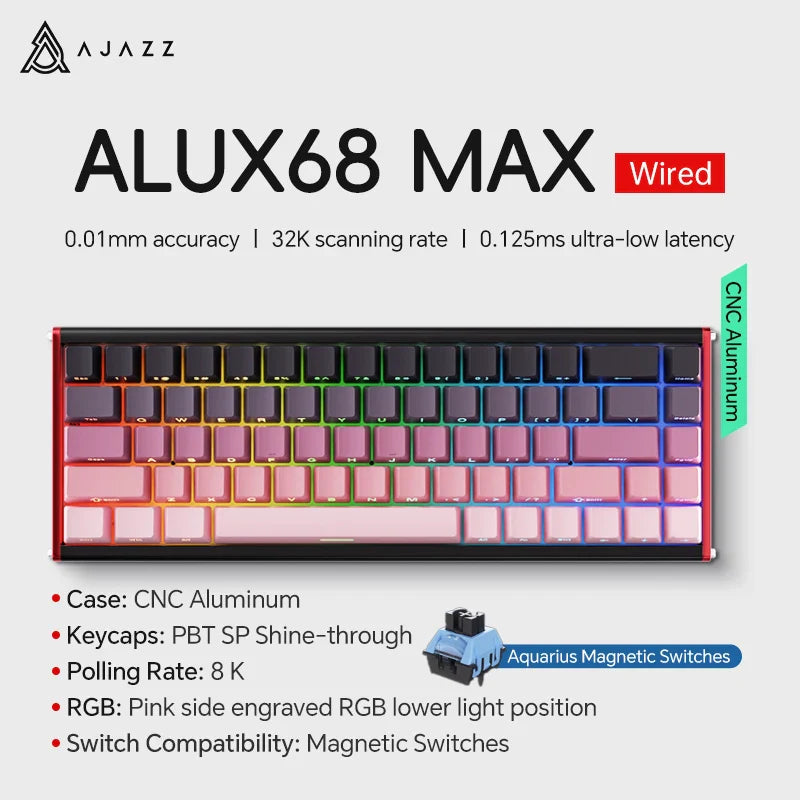 68-Key Hot-Swappable Mechanical Bluetooth & USB Compact Gaming Keyboard with RGB Backlight