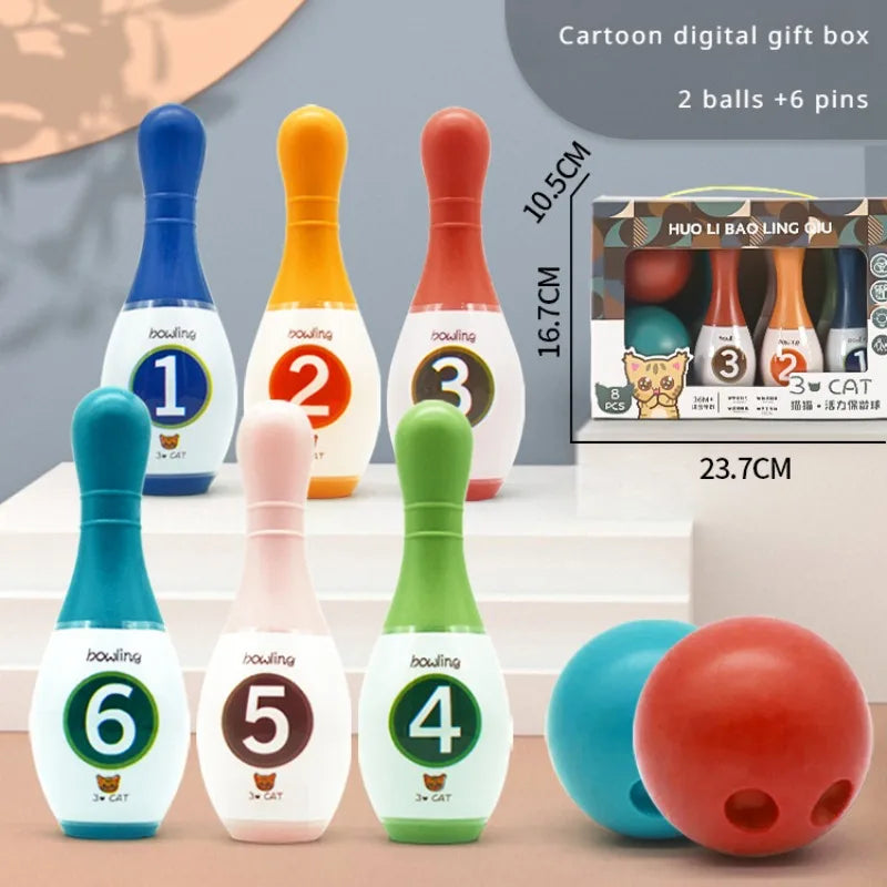 Kids Bowling Set 6 Pins & 2 Balls – Indoor Outdoor Toddler Bowling Game for Ages 4-6, Parent-Child Interactive Birthday Gift