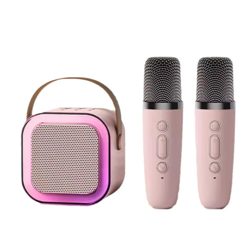 Mini Portable Karaoke Speaker with 2 Microphones, Bluetooth 5.0 KTV Singing Set, DSP RGB LED Lights, Deep Bass and Long Battery Life