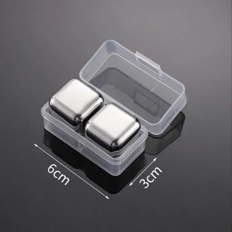 Stainless Steel Reusable Whiskey Stones - Quick-Freeze Ice Cubes with Storage Tray for Whiskey Wine Beer