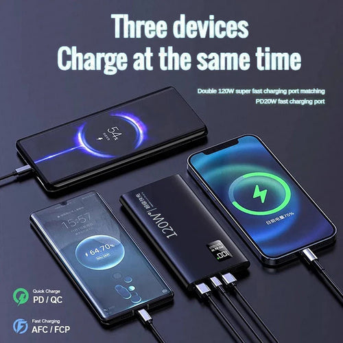 120W 50000mAh Portable Power Bank – Super Fast Charging External Battery Pack for iOS and Android Smartphones