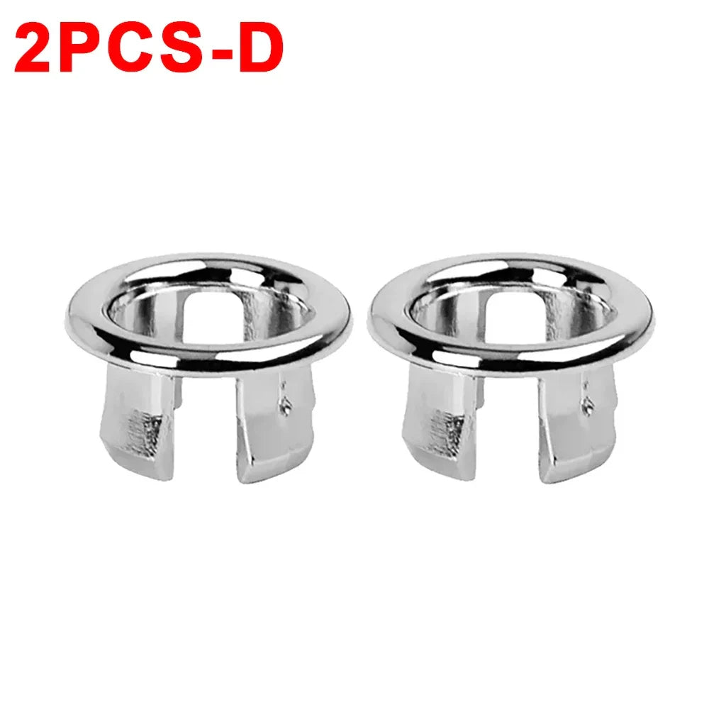 Sink Overflow Ring Cover 1/2/4-Pack Plastic Basin Overflow Hole Trim for Bathroom and Kitchen - Fits 22-24mm & 47-48mm Apertures