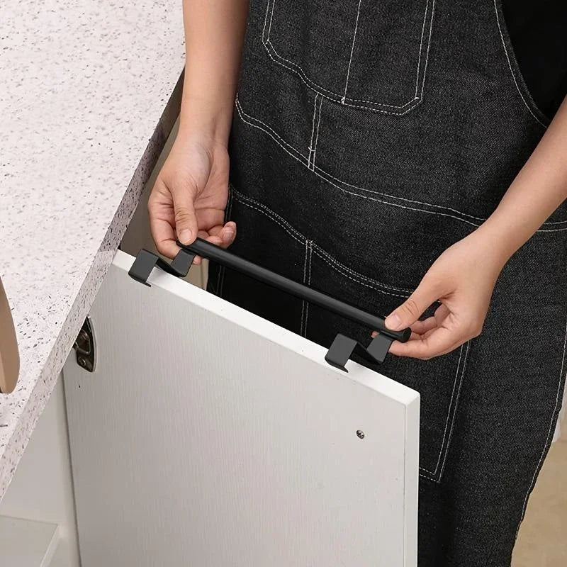 Stainless Steel Over-Cabinet Towel Rack - No-Drill Over-Door Towel Bar Holder for Kitchen & Bathroom, 24×7 cm (9.4×2.8 in) & 36×7 cm (14.2×2.8 in)