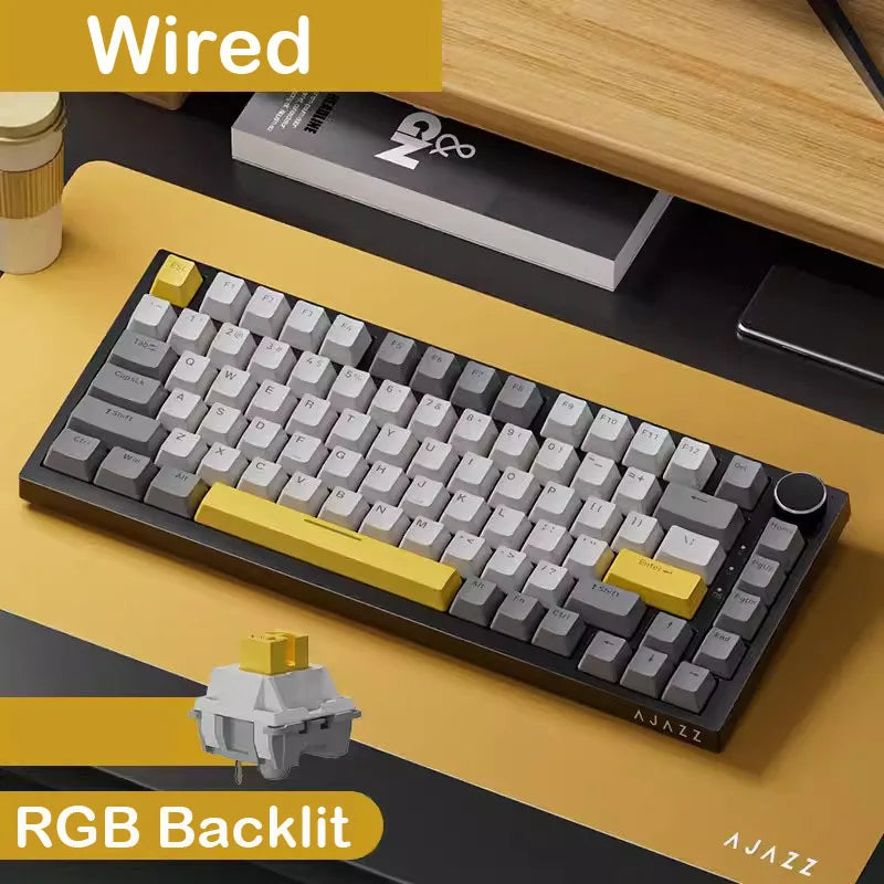 75% Hot-Swap Mechanical Gaming Keyboard, 82-Key Compact Layout, Hot-Swappable Switches, Tri-Mode 2.4GHz/Bluetooth/USB-C, RGB Backlight