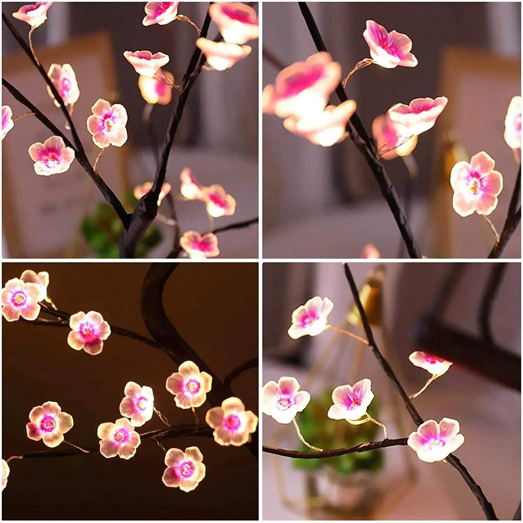 Cherry Blossom Bonsai LED Table Lamp – USB or Battery Powered Touch Night Light, 50 cm (19.7 in) Desktop Decor