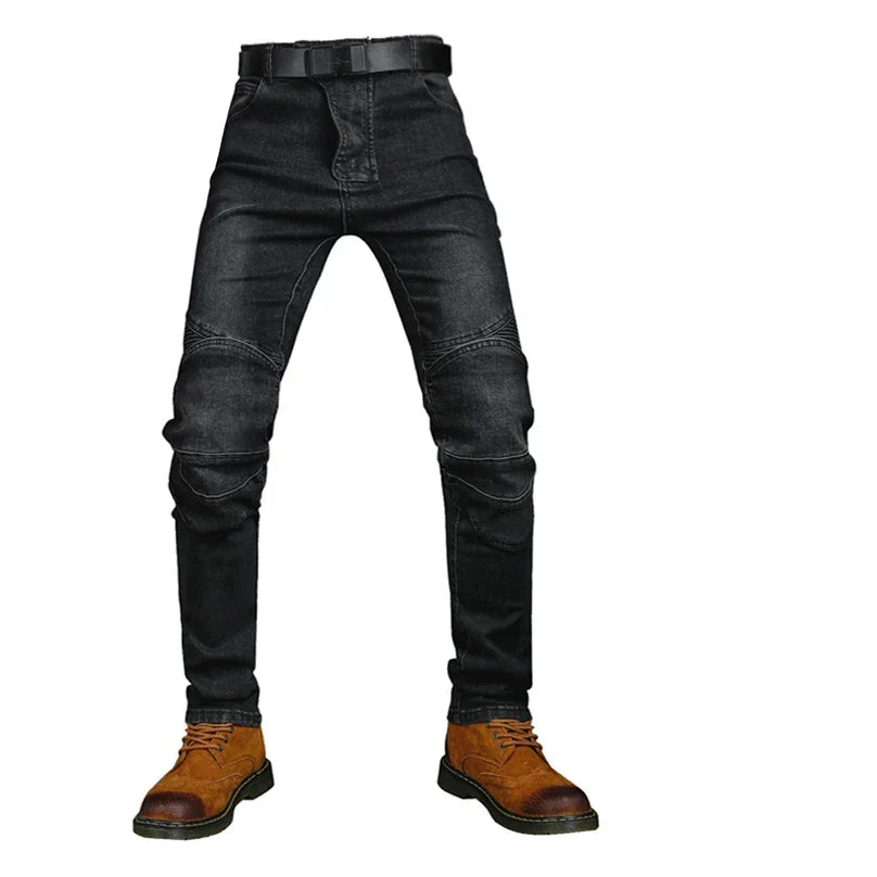 Motorcycle Riding Jeans with Removable CE Level 1/2 Knee Armor, Kevlar Racing Moto Pants