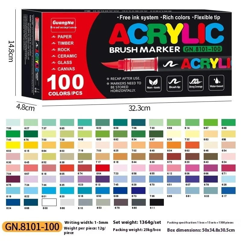 Acrylic Paint Pens Set - Multi-Tip Brush & Marker for Rock Painting, Stone & Ceramic Art (12 to 240 Colors)