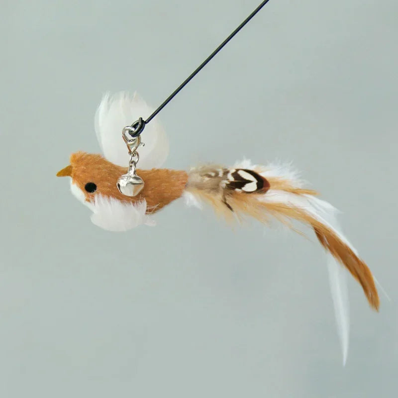 Interactive Cat Feather Toy Refill Kit – Feather Birds, Faux Worm & Foam Ball with Bell for Kittens