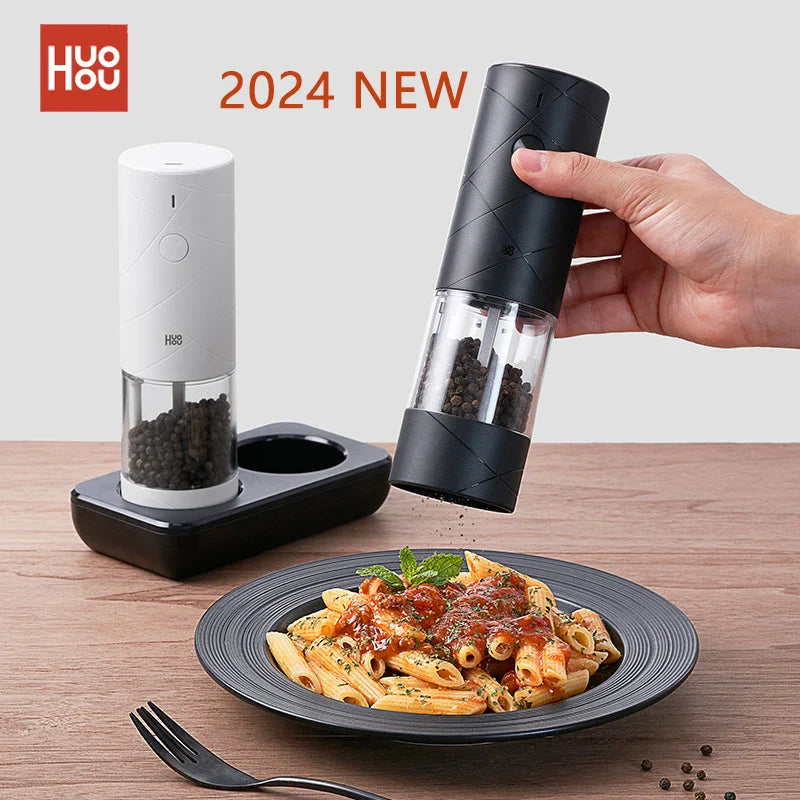 Electric Salt and Pepper Grinder Set – 2-Pack LED Spice Mills, 6 Grind Modes for Kitchen