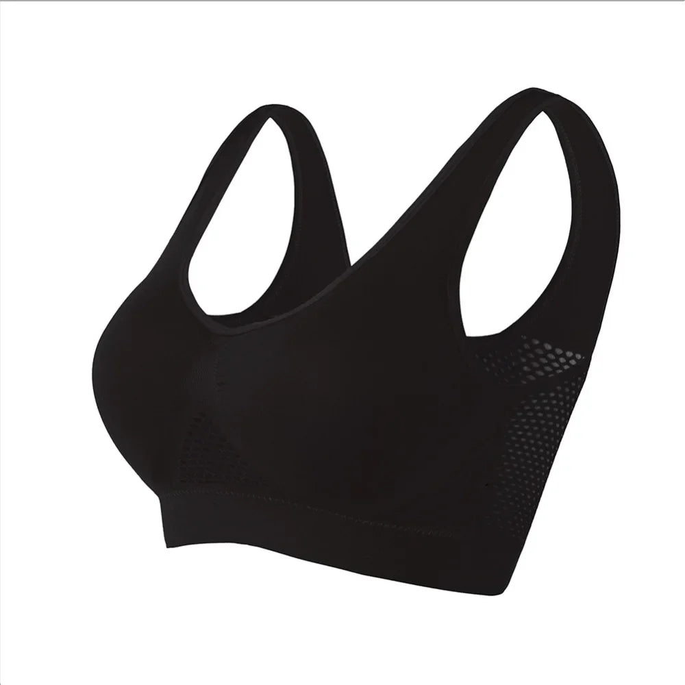 Seamless Mesh Plus Size Sports Bra Wireless Shockproof Breathable Yoga and Gym Crop Top Up to 6XL