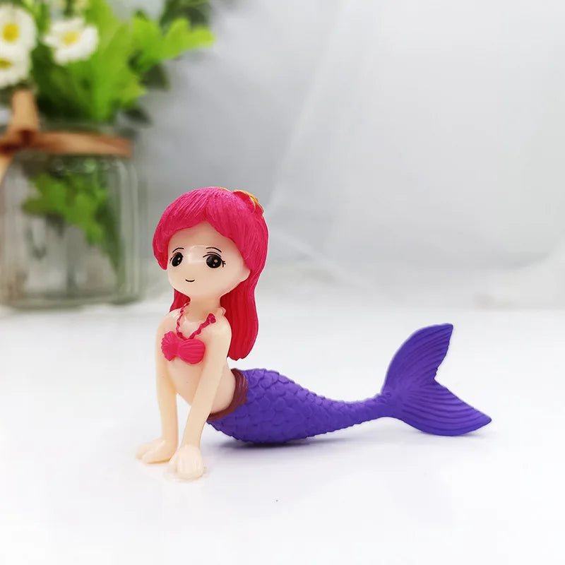 Little Mermaid Resin Figurine - Mini Aquarium Ornament, Cake Topper & Desk Decor