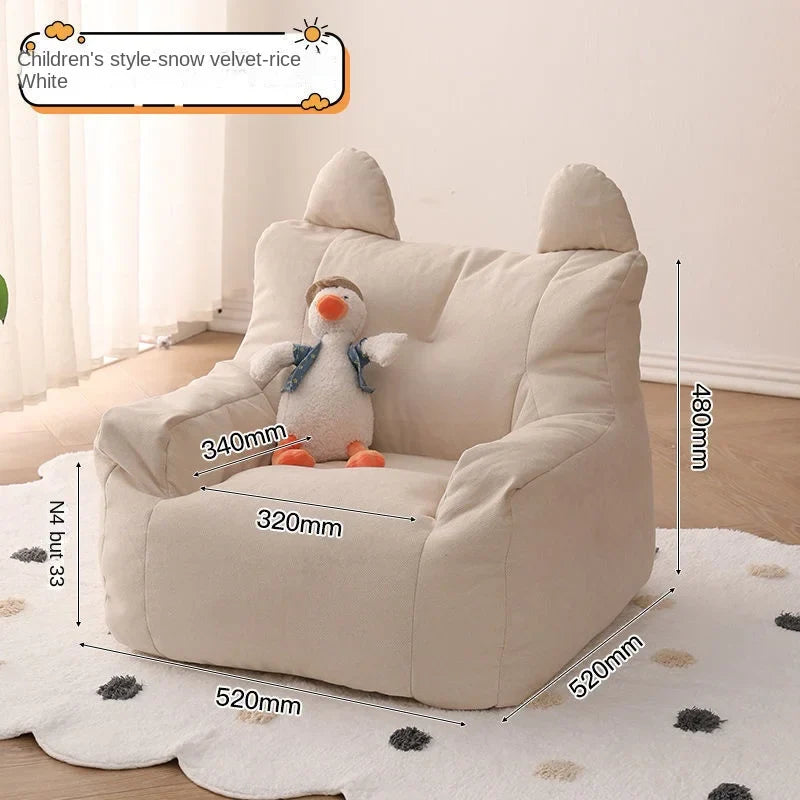 Cute Cartoon Kids Mini Sofa - Linen Toddler Armchair for Reading & Playroom