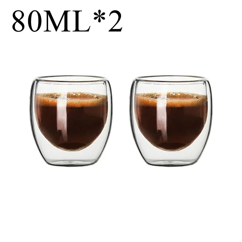 Double Wall High Borosilicate Glass Mugs - Insulated Heat-Resistant Coffee & Tea Cups (2-18 pcs Set)