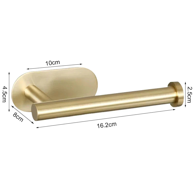 Stainless Steel No-Drill Self-Adhesive Wall-Mount Paper Towel & Toilet Roll Holder