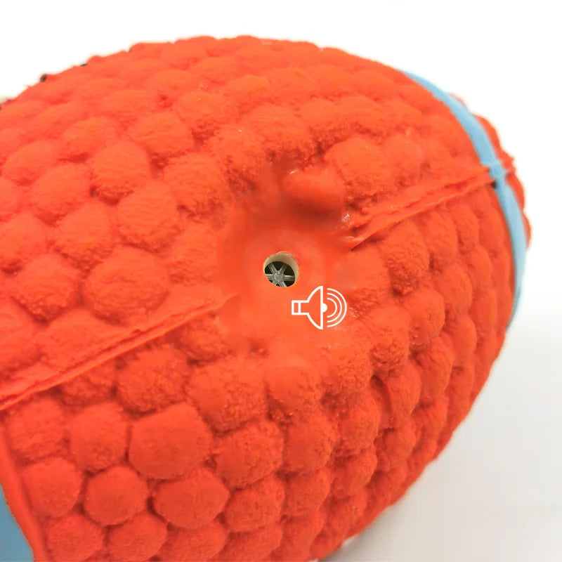 Dog Squeaky Latex Ball Chew Toy – Dental Cleaning Training & Interactive Play (Rugby, Tennis, Volleyball, Football, Basketball Shapes)