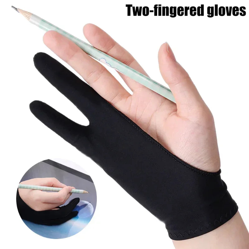2-Finger Artist Drawing Glove for Tablet, Anti-Smudge Touchscreen Glove, Ambidextrous XS-S-M-L (14–18 x 19–22 cm / 5.5–7.1 x 7.5–8.7 in), 1/2/4-Pack