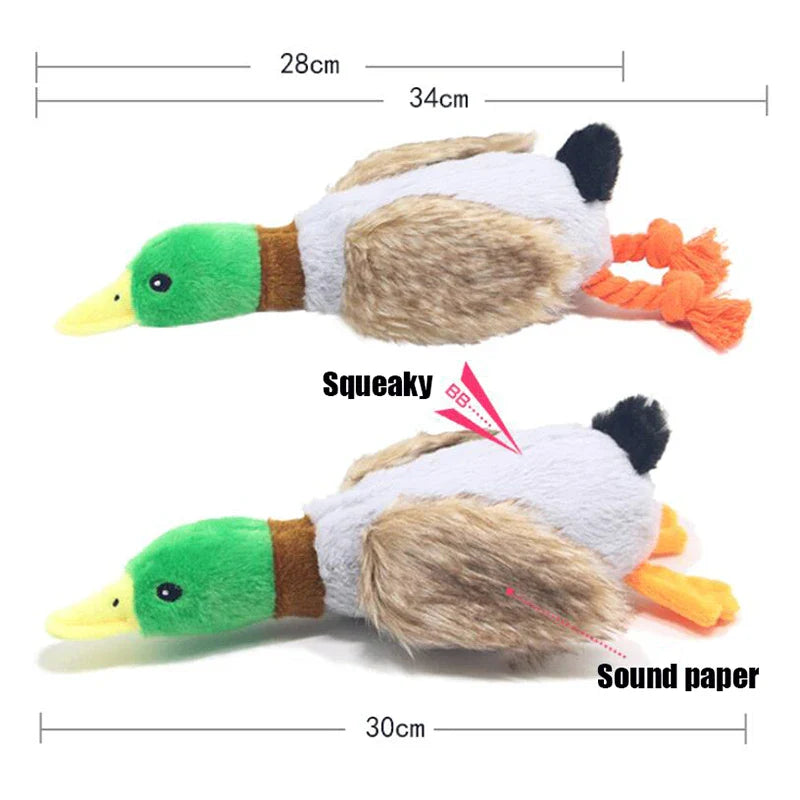 Plush Duck Squeaky Dog Toy with Chew Rope – Bite-Resistant Dental Cleaning Pet Toy