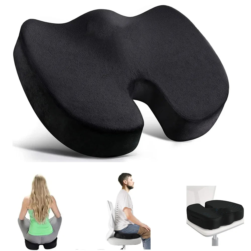 Memory Foam U-Shaped Travel Seat Cushion for Car & Office, Orthopedic Hip Support Pad
