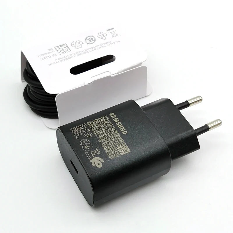 25W USB-C PD Fast Charger Adapter with 1.0 m (3.3 ft) Type-C Cable - EU Plug, PD & PPS Super Fast Charging