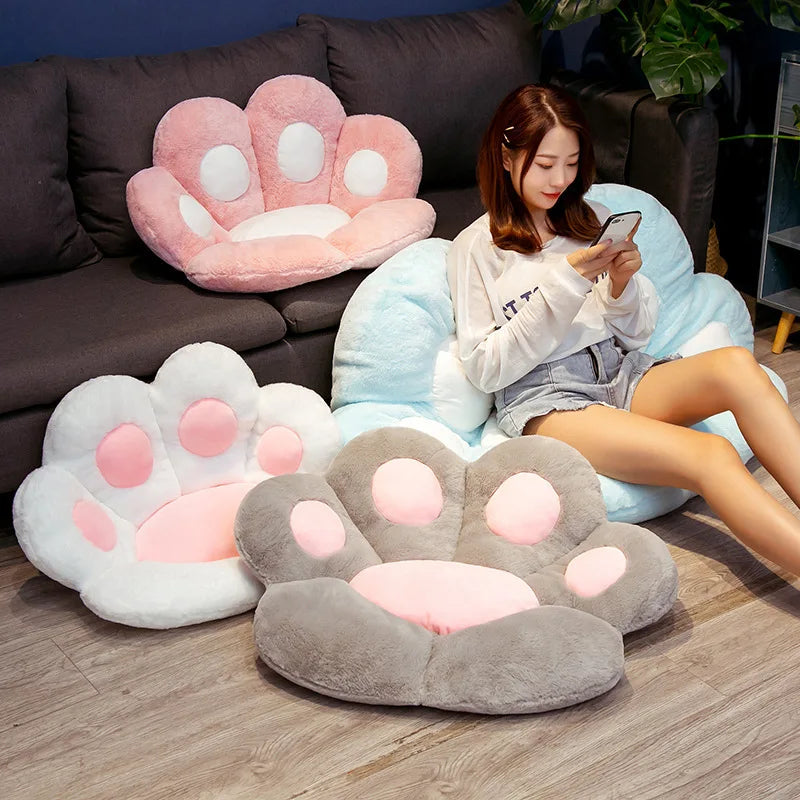 Plush Cat Paw Chair Cushion - Paw-Shaped Seat Pad for Chair, Floor & Bed