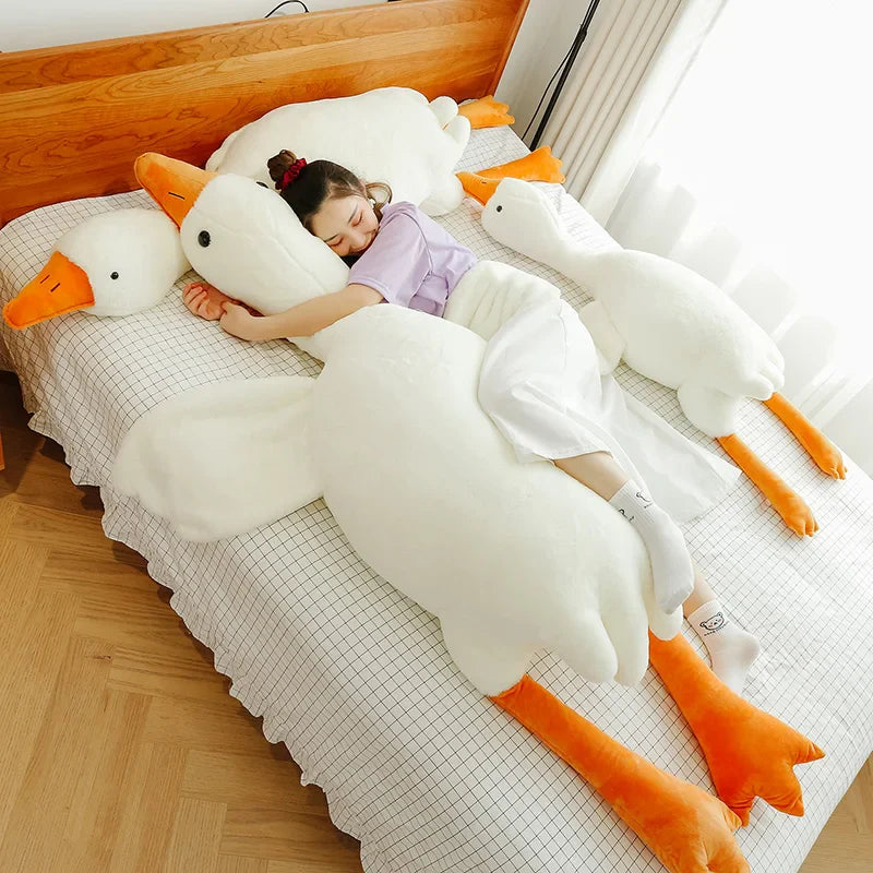 Giant White Goose Plush Pillow 90-190 cm (35-75 in) Large Cuddly Throw Pillow Doll for Bed Sleep Birthday Gift