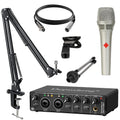 USB Audio Interface 2-In/2-Out with 48V Phantom Power — Low-Latency Recording & Live Monitoring for Guitar, Vocals, Podcasting