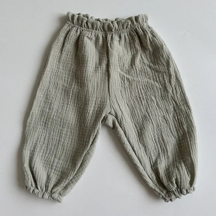 Organic Cotton Baby Pants – Soft Muslin Bloomers for Newborns & Toddlers, Elastic Mid Waist, Cute Animal & Floral Prints
