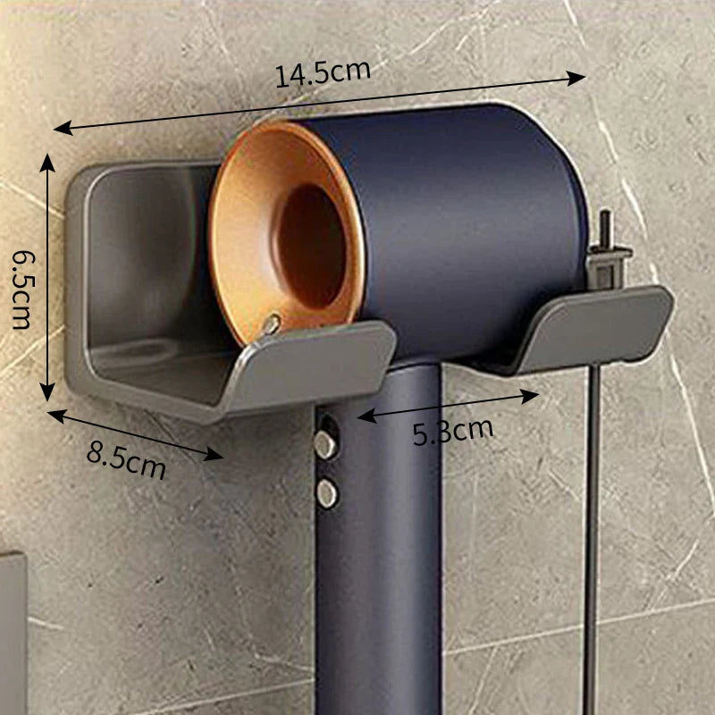 Wall-Mounted Hair Dryer Holder Cradle - Blow Dryer Organizer for Bathroom (White/Black/Grey)