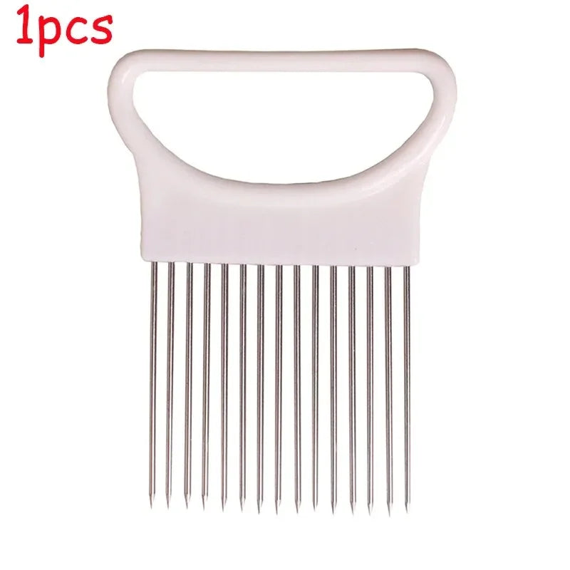 Colorful Onion Slicer & Holder - Stainless Steel Potato Chip Style Vegetable Slicer (1/2/3/4-Pack)