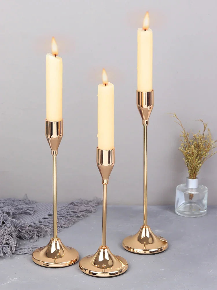 3-Piece European Style Metal Candle Holders Set for Wedding Table, Home & Christmas