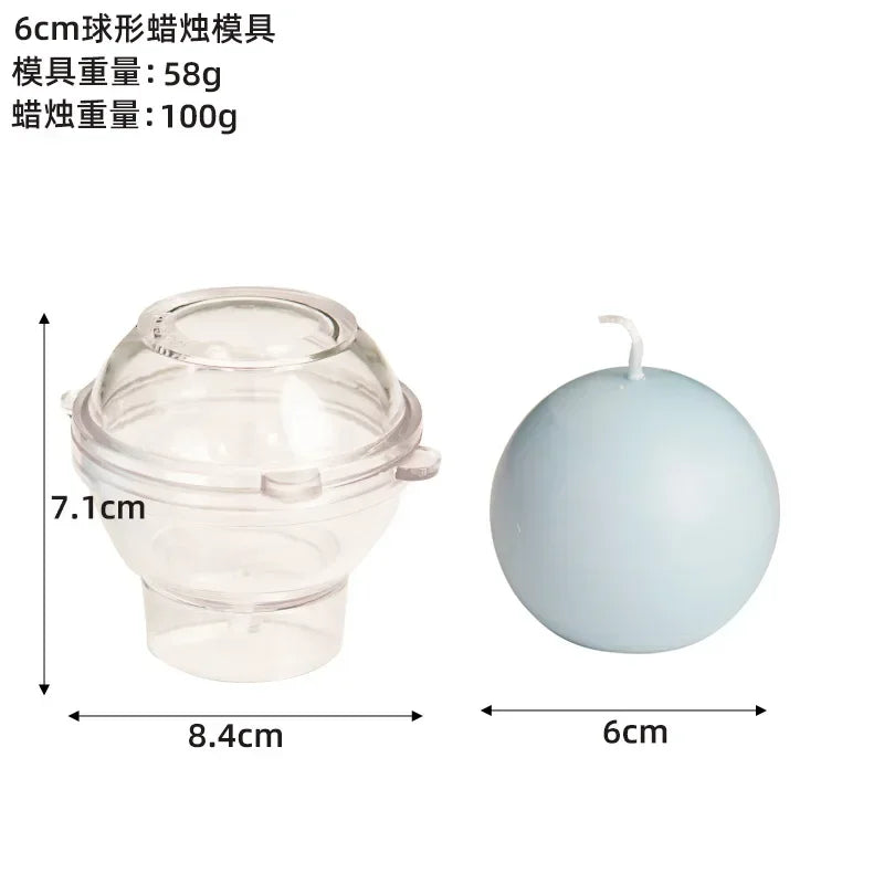 DIY Spherical Candle Mold Kit 5–10 cm (2–4 in) Acrylic Round Ball — Planet Series
