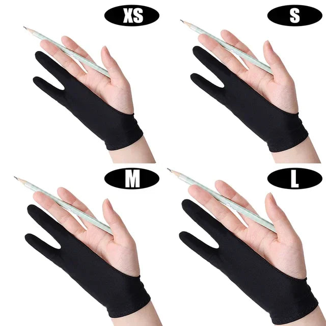Two-Finger Artist Drawing Glove – Anti-Friction Palm Rejection for Graphics Tablets, iPad & Stylus