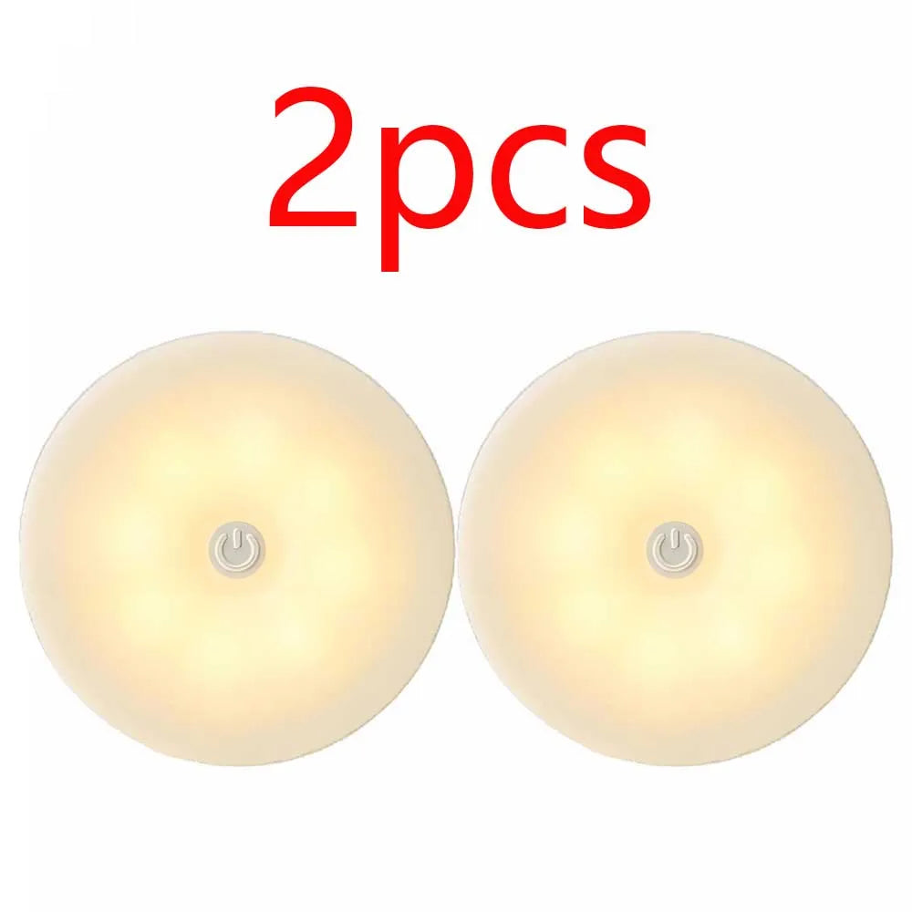 2-Pack LED Motion Sensor Night Light – USB Rechargeable, Magnetic Auto On/Off, Warm & White